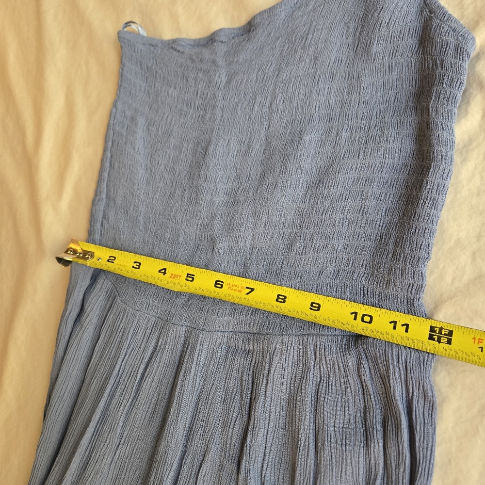 Becca by Rebecca Virtue Ponza Smocked One Shoulder Crinkle Dress Mist Blue - Picture 9 of 9